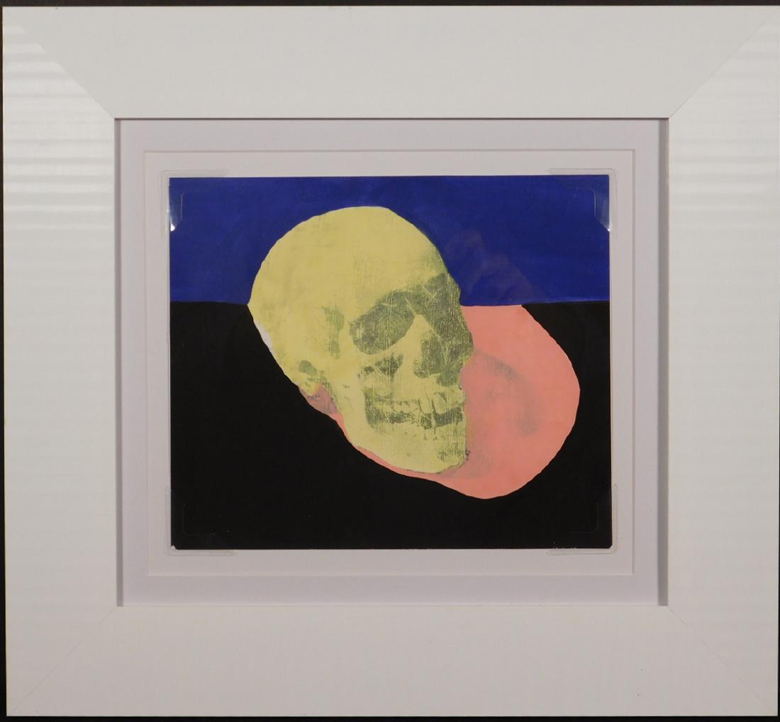 Andy Warhol: Skull: Andy Warhol(American 1928-1987)Attributed: Skull, silkscreen and acrylic painting, a trial proof, verso marked Contemporary Masters Exhibition and reference numbers, with certificate from Gallery 64,