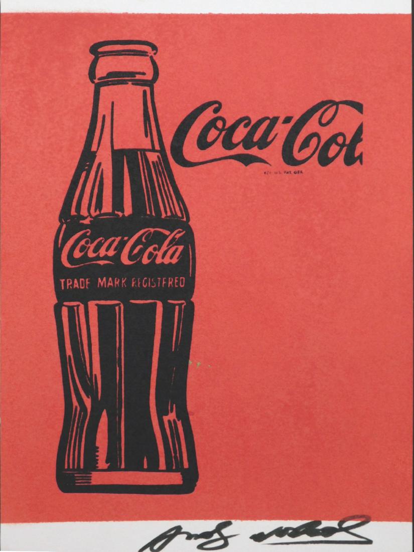 Andy Warhol: Coca-Cola Bottle: Andy Warhol (1928-1987)Attributed: Coca-Cola Bottle, Mixed media (acrylic, ink, etc.) on paper, signed lower right and verso and stamped verso with Total Color, NY, numbered 28/300. Comes with certifi
