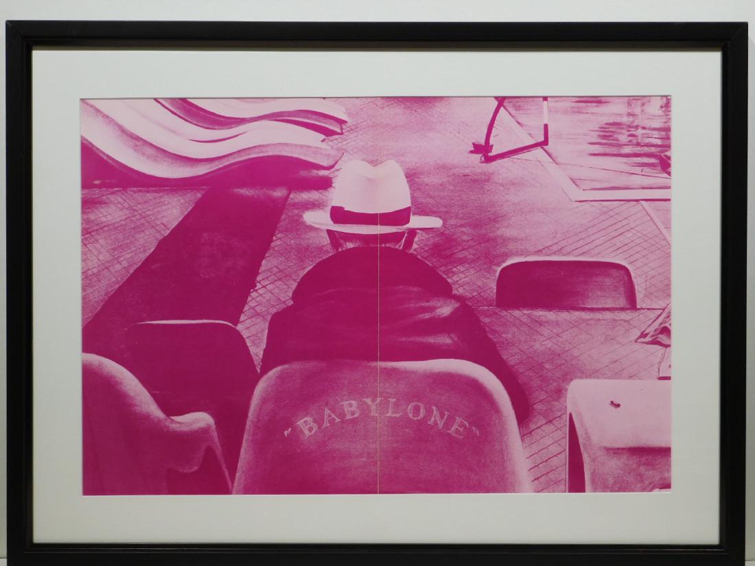 Jacques Monory: Babylon: Jacques Monory (French, 1924-2018): set of three lithographs, unsigned, framed. Jacques Monory was a French painter and filmaker whose work is an allegory of the contemporary world and the inherent vi