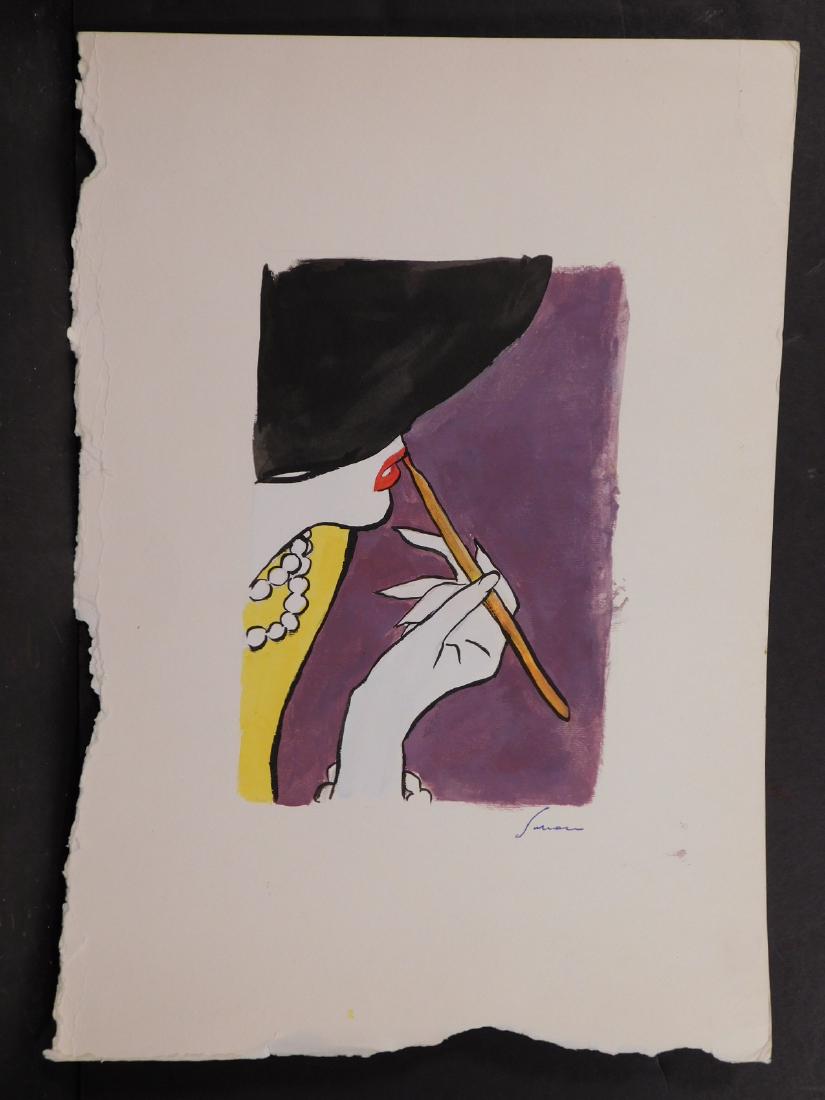 Rene Gruau: Payot Beauty Advertisement: Rene Gruau (Italian, 1909-2004) Attributed: Payot Beauty Advertisement. gouache on paper, signed, unframed. Rene Gruau was perhaps a world-renowned fashion advertiser, best known for his longstanding 