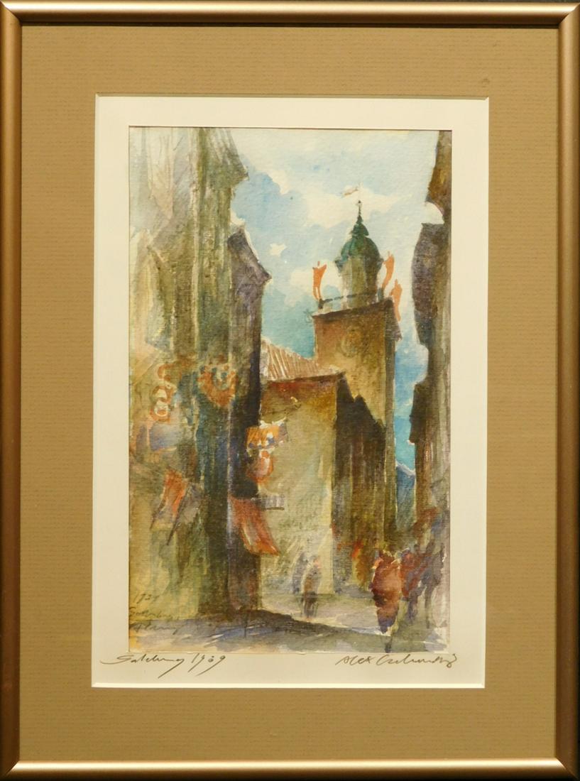 Salzburg Street Scene, 1939 Watercolor (1 of 5)