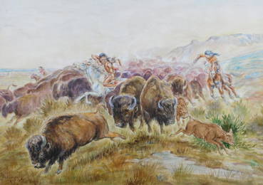 C.M. Russell: Buffalo Hunt