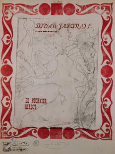 After Henri de Toulouse-Lautrec: Divan Japonais: After Henri de Toulouse-Lautrec (French, 1864-1901): Divan Japonais, etching and print on paper, stamped front with Divan Japonaise 75 Rue des Martyrs, Ed Fournier Direct- typographie au Paris