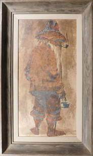 Frank Moss Hamilton: The old Beggar, Trinidad: Frank Moss Hamilton (1930-1999) : The old Beggar from Port of Spain, Trinidad. Watercolor on watercolor board. Frank Hamilton was born in Kansas City, MO. He studied at Stanford University. He was a