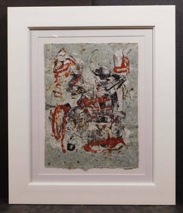 Antoni Tapies: Untitled Painting: Antoni Tapies (Spanish, 1923-2012) Attributed: Abstract Painting on hand made paper, signed in ink lower right, framed. Antoni Tapies was a painter, sculptor and art theorist, who became one of the