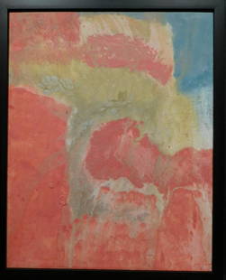Gestural Abstract Painting in Pink, Blue, Red, and: Gestural Abstract Painting in cool colors, acrylic on academy board, unsigned, framed. Dimensions: frame 25.5"x19.25" Provenance: Private collection