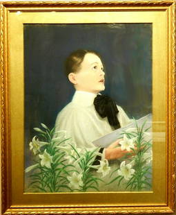 S.H.Blair: Choir Boy: S.H.Blair: Choir Boy, Pastel Portrait c.1900 Original gold-painted mat and frame. Frame size 33"x26.5" Dimensions: Frame size 33"x26.5" Provenance: Private collection