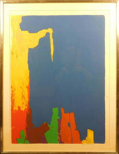 Jack Larned: Abstract Screenprint in Blue: Jack Larned (American, 1920-2009): Abstract Screenprint in Blue, Signed and numbered (2/25), framed. Dimensions: 36 x 27 inches framed. Provenance: Private Collection