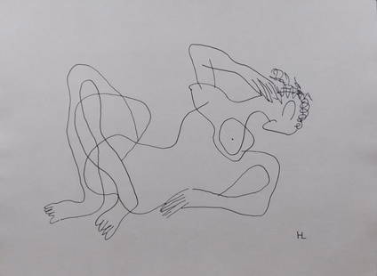 Henri Laurens: Reclining Nude Woman: Henri Laurens (French, 1885-1954) After: Reclining Nude Woman, pen and ink on paper, signed HL lower right, unframed. Dimensions: 10 x 14 in unframed. Provenance: Private collection England, Estate