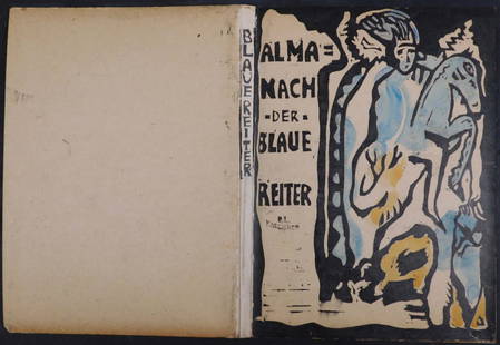 After Wassily Kandinsky: Cover of Der Blaue Reiter: After Wassily Kandinsky: Cover of Der Blaue Reiter Almanach, ca 1911. Wood cut and watercolor on cardstock. Stamped E.L. Kirchner front and back. Signed in pencil verso. Indiscernible stamp verso. 