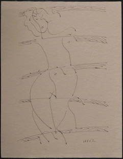 Man Ray: Standing Nude Woman: Man Ray (American, 1890-1976) Attributed: Standing Nude Woman, ink on paper, signed and dated (1912) lower right, unframed. Although never formally associated with either movement, Man Ray was a