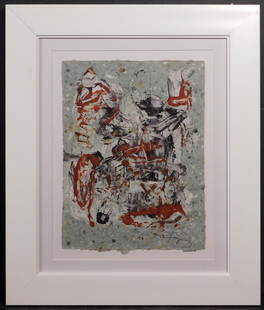 Antoni Tapies: Untitled Painting: Antoni Tapies (Spanish, 1923-2012) Attributed: Abstract Painting on hand made paper, signed in ink lower right, framed. Antoni Tapies was a painter, sculptor and art theorist, who became one of the