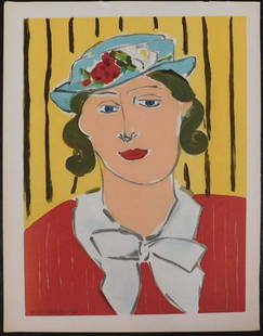 Henri Matisse: Femme Au Chapeau: Henri Matisse (French, 1869 - 1954) : Femme Au Chapeau. Lithograph Printed by Mourlot and published in Paris by Teriade for Verve (Volume II, Number 5/6), in 1939. Verve was founded in 1937 to