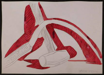 Andy Warhol: Hammer and Sickle: Andy Warhol (American, 1928-1987) Attributed: Hammer and Sickle, graphite and watercolor on paper, signed lower right, unframed. This is a possible sketch for a series of screen-prints Warhol made in