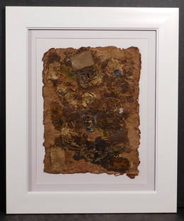 Antoni Tapies: Abstract Collage: Antoni Tapies (Spanish, 1923-2012) Attributed: Abstract Collage on hand made paper, signed lower right, framed. Antoni Tapies was a painter, sculptor and art theorist, who became one of the most