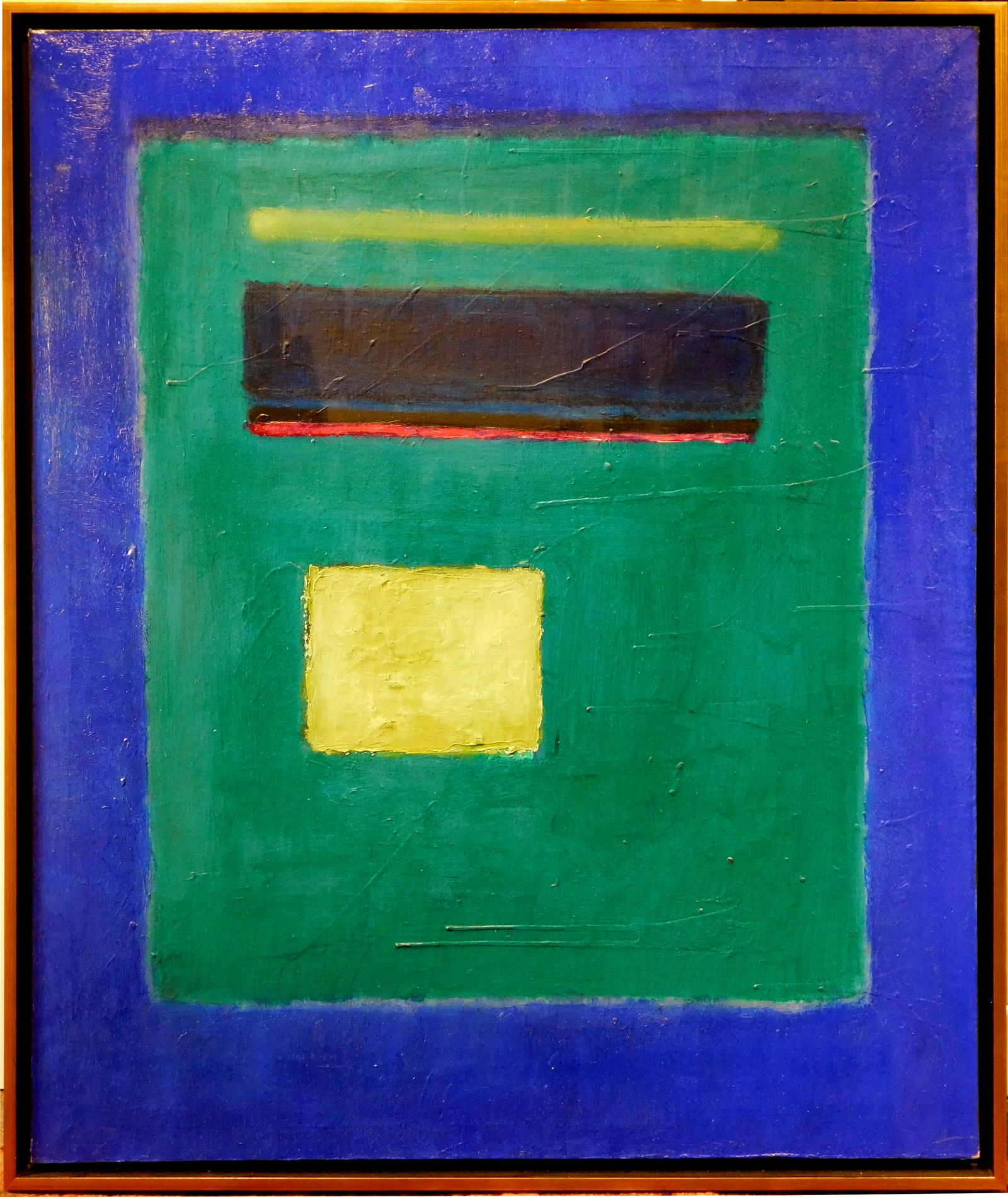 Mark Rothko Attr. : Abstract Composition in Greens and: Mark Rothko (American, 1903-1970) Attributed: Abstract Composition in Greens and Blues, Casein and enamel on canvas, signed and dated (1948) in casein verso. International customs sticker verso. This