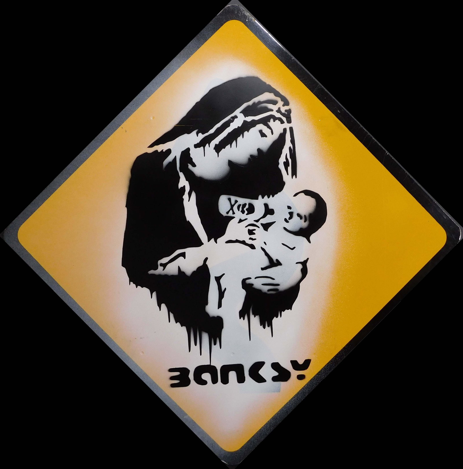 Banksy (Manner of): Toxic Mary: Banksy (British, b. 1974) (Manner of): Toxic Mary. Spray paint on metal British street sign. "Banksy" stenciled at the bottom. Banksyâ€™s Toxic Mary is an early street art work by Banksy that fir