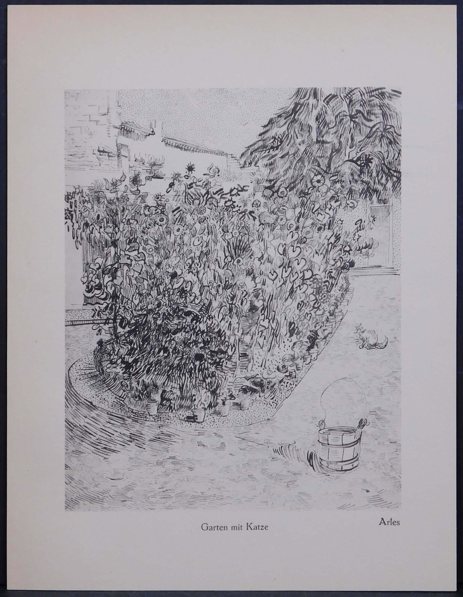 After Vincent van Gogh (Dutch, 1853-1890): Garten mit: After Vincent van Gogh (Dutch, 1853-1890): Garten mit Katze, Arles. Limited edition gravure. Unsigned, un framed. Printed by Otto Wacker-Verlag in Berlin, 1923. This item is accompanied by a document 