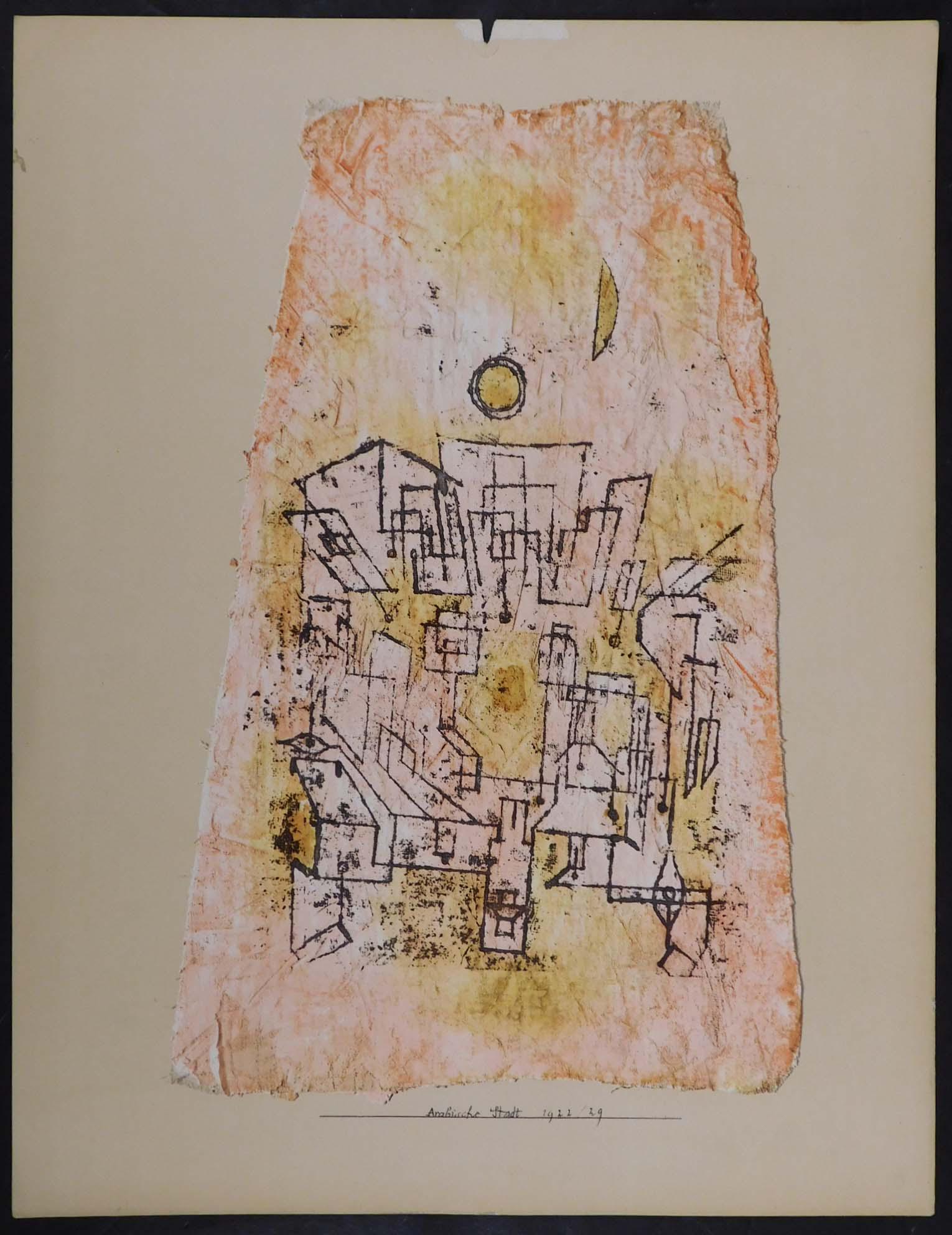 Paul Klee: Arabian City: Paul Klee (1879-1940, Swiss): Arabian City, lithograph from the portfolio, "Documents & Pictures from 1896-1930" printed by Benteli Verlag, Berne, 1951. Titled front and back, unsigned. Paul Klee was 