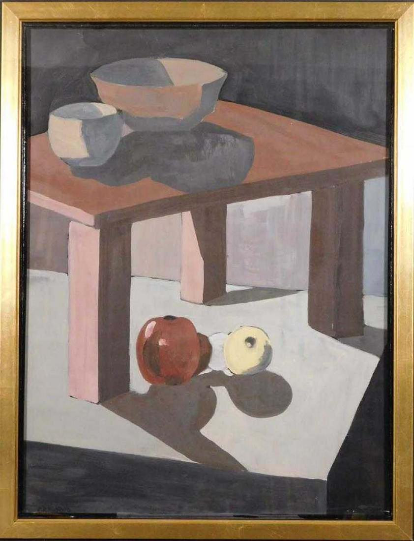 Ralston Crawford Attr. : Grey Still Life: Ralston Crawford (1906-1978) Attributed: Untitled (Grey Still Life), oil on paper, signed. Ralston Crawford was a painter, lithographer, and photographer best known for his abstract compositions. Craw
