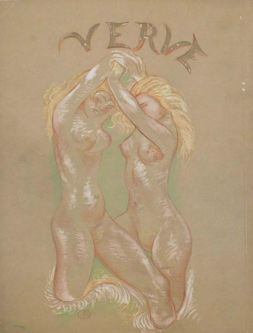 After Aristide Maillol: Verve Magazine Back Cover: After Aristide Maillol, (French 1861 - 1944): Verve Magazine Back Cover, Lithograph Printed by Mourlot and published in Paris by Teriade for Verve (Volume II, Number 5/6), in 1939. Verve was founded i