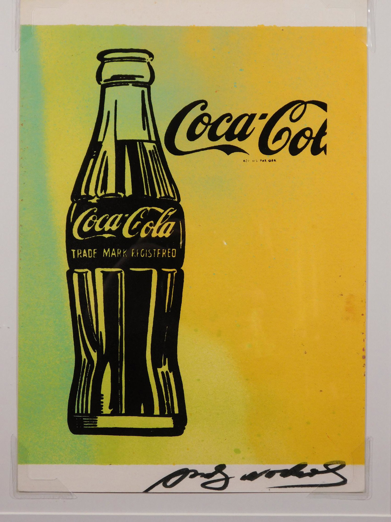 Andy Warhol Attr.: Coca Cola: Andy Warhol (American, 1928-1987)Attributed: Coca Cola, Mixed media on paper (silkscreen, acrylic, ink), signed lower right and verso, marked on reverse 24/300, a reference number and stamp, framed. M