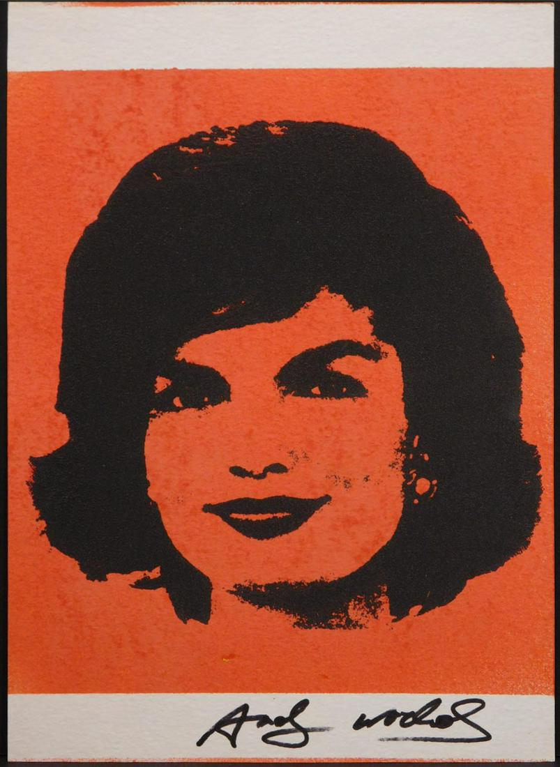 Andy Warhol Attr: Jackie Kennedy: Andy Warhol(1928-1987)(Attributed): Jackie Kennedy. Trial proof screenprint, signed front and back, possible inventory numbers and collections stamps verso, unframed. Andrew Warhola was an American ar