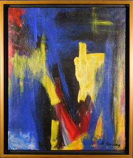 Willem de Kooning (Attributed): Abstract Painting: Willem de Kooning (Dutch/American, 1904-1997) Attributed/manner of the artist: Untitled abstract painting, Oil on canvas, signed lower right, unframed. Willem de Kooning was a Dutch abstract