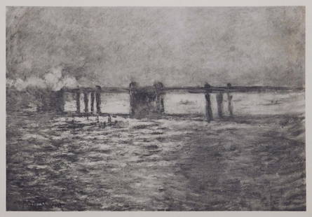 After Claude Monet: Londres Charing-Cross-Bridge: After Claude Monet (French, 1840-1926): Londres Charing-Cross-Bridge. Limited edition Collotype lithograph. From Claude Monet Sa Vie, Son Temps, Son Oeuvre. Published by G. Cres along with Gusave