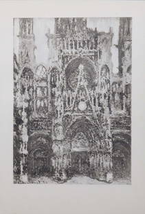 After Claude Monet: Cathedrale de Rouen: After Claude Monet (French, 1840-1926): Cathedrale de Rouen. From a limited edition of approximately 100 copies, gravure. Published by G. Cres along with Gusave Geffroy, and L'Academie Goncourt in