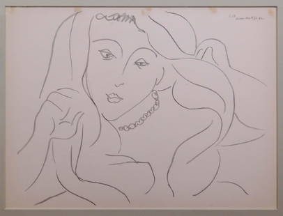 Henri Matisse: Woman with a Shawl Lithograph: Henri Emile Benoit Matisse (French, 1869-1954) After: L13 (Woman with a Shawl), 1941, Lithograph from Themes et Variations, published 1943, edition of 950 (Duthuit books, 9), signed in plate. Verso
