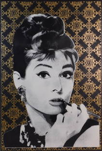 SAGE: Audrey (Audrey Hepburn): SAGE (American, 20th Century):SAGE: Audrey (Audrey Hepburn), 2020. Acrylic and spray paint on wood cradled panel. Signed and dated on the verso. This painting is accompanied by a certificate of