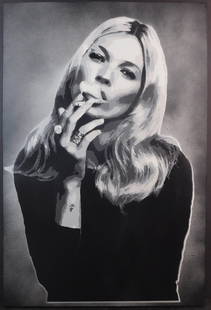 SAGE: Kate Moss Smoking: SAGE (American, 20th Century): Kate Moss Smoking, 2020. Spray paint on canvas. Signed and dated on the back of the stretcher. This painting is accompanied by a certificate of authenticity and an