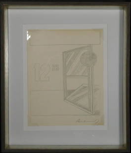 Andy Warhol Attr.: Window: Andy Warhol (American, 1928-1987) attributed: Window, pencil drawing, signed, verso stamp of Le Point Galleria D'Arte Moderna, Roma, dated 7/1/1980. Prior to becoming one of the most famous artists