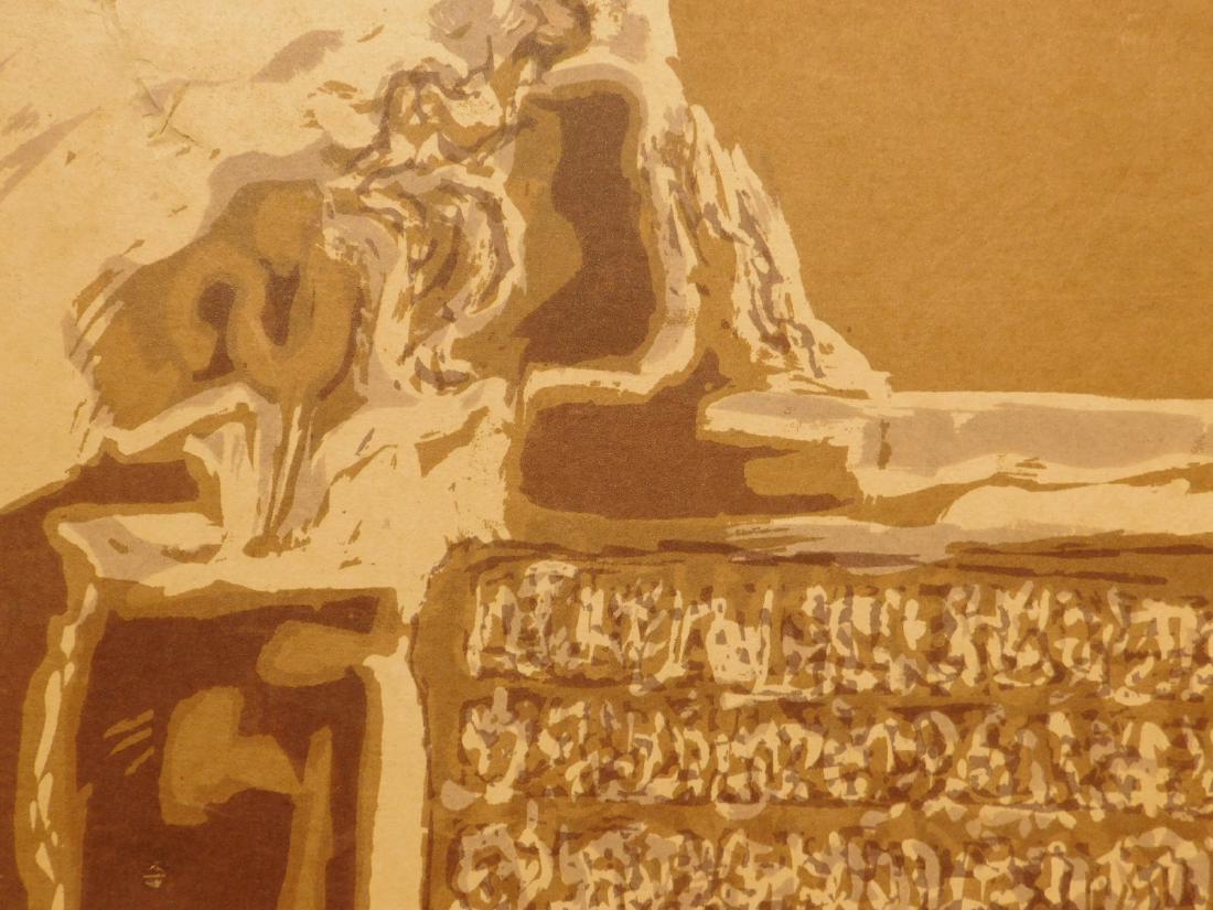 John L. Thompson: Figures In The Valley..., 1963: John L. Thompson: Figures In The Valley of The Kings, 1963 Serigraph on paper mounted on canvas., 15x22 inches, frame, , Lack of a condition statement does not imply that a lot is perfect. Please exam