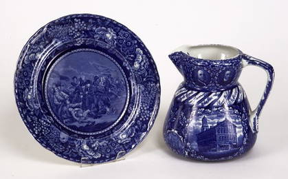 72221066: Blue and white transfer Historical Pottery Ro