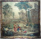 A FRENCH AUBUSSON WITH ROMANTIC SCENES,