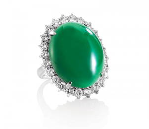 SPECTACULAR JADEITE AND DIAMOND RING, 天然