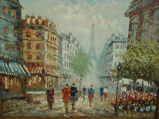 Original Paris Street Eiffel Tower Signed Burnett Aug 17 2017