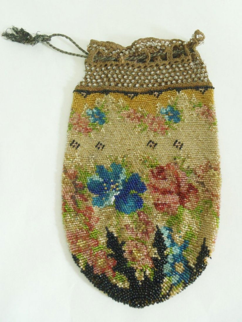 Gorgeous Antique c1850’s Glass Micro Beaded Bag (1 of 4)