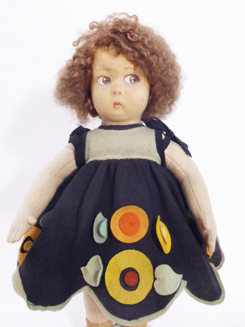 ORIGINAL LENCI CLOTH DOLL MOVEABLE JOINTS N.159M PAT: She is an antique c1921 cloth LENCI doll in all original cloth with mohair wig 15 inch tall, in good condition for her age