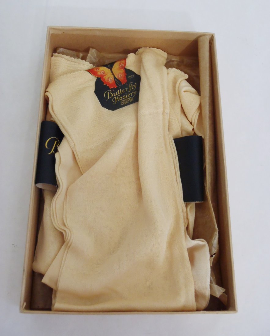 Edwardian Ladies Silk Stockings & Original box: 2 unused with all tags Edwardian Ladies Silk Stockings Butterfly Brand Hosiery Silk & original box