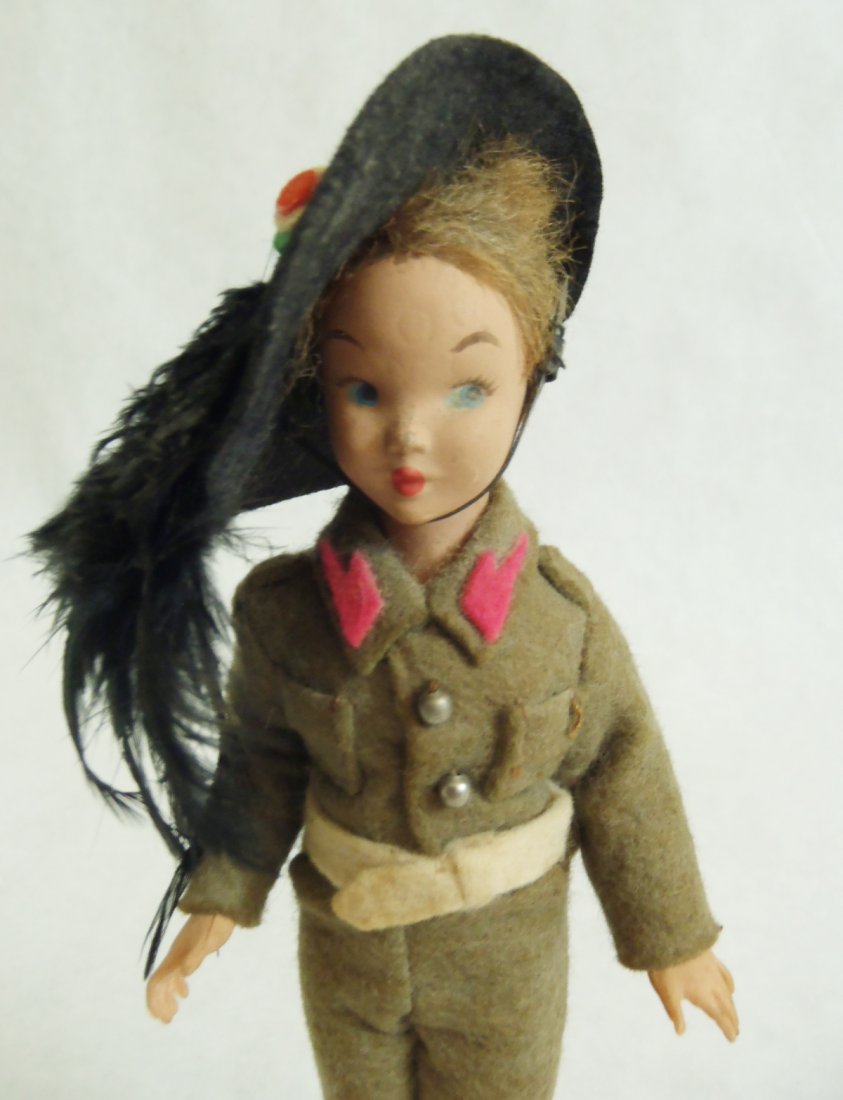 Original Lenci Torino c1950’s Doll: Lenci Torino c1950’s Hard Plastic doll in original felt outfit hand painted face, was on display and dusty, other than in good condition stands 6.5” tall