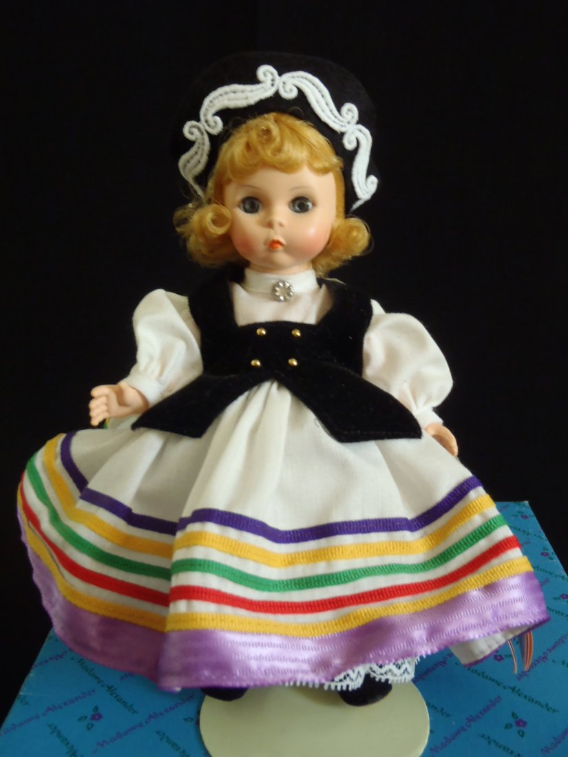 c1960’s Hard Plastic Madame Alexander ESTONIA #545 MIB: c1960’s Hard Plastic Madame Alexander ESTONIA Miniature Showcase Series #545 MIB NEVER been Displayed, Still in Original Box This beautiful 8" doll was made c1960’sDoll is in excellent condition, 