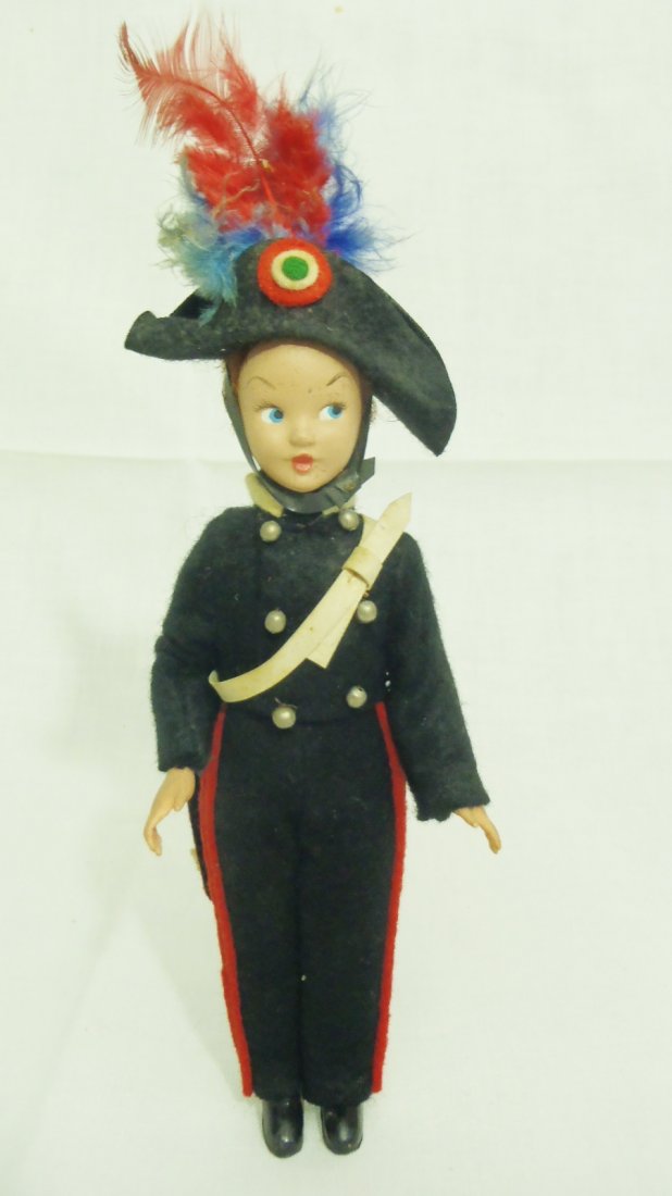 Original Lenci Torino c1950’s Doll: Lenci Torino c1950’s Hard Plastic doll in original felt outfit hand painted face, was on display and dusty, other than in good condition stands 6.5” tall
