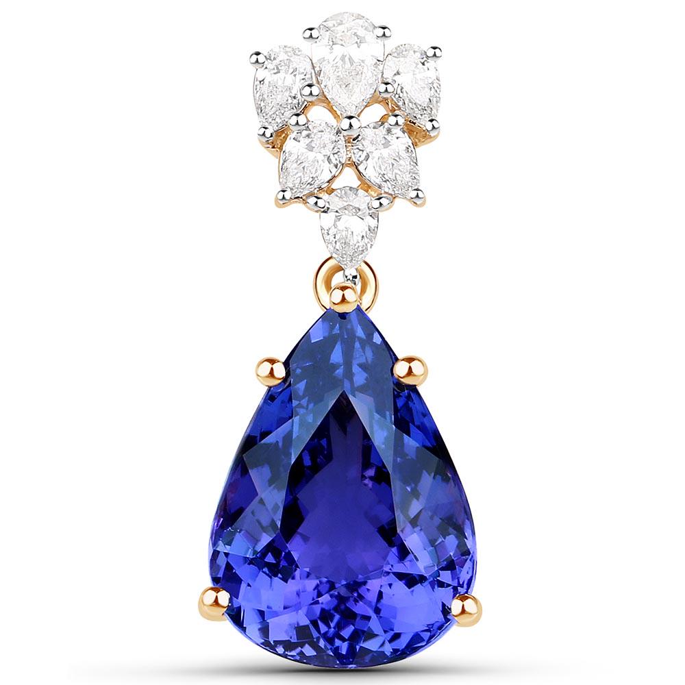 11.79 Carat Genuine Tanzanite and White Diamond 18K Yel: 11.79 Carat Genuine Tanzanite and White Diamond 18K Yellow Gold Pendant -- 11.79 Carat Genuine Tanzanite and White Diamond 18K Yellow Gold Pendant #NGFY89563