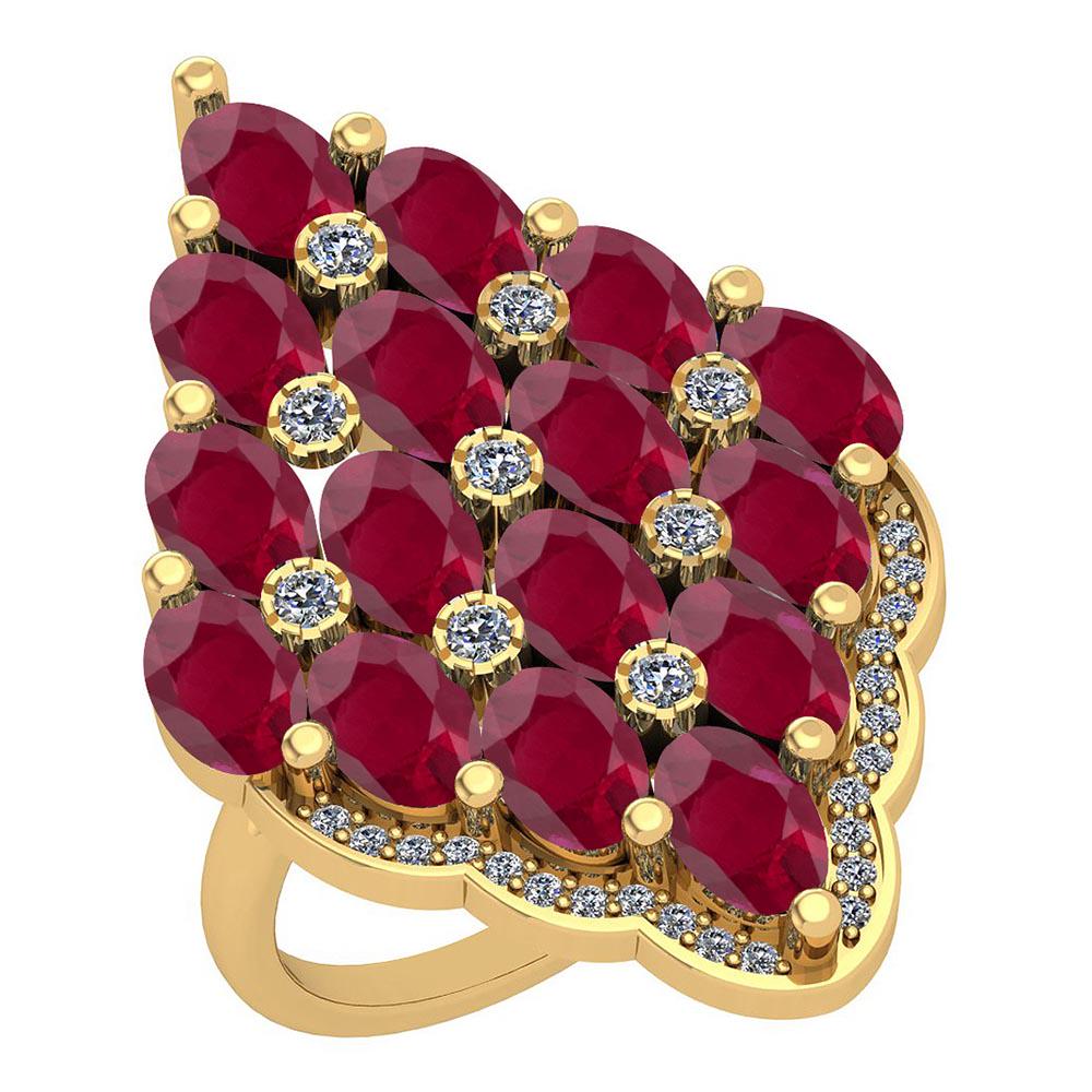 5.95 Ctw VS/SI1 Ruby And Diamond 14K Yellow Gold Vintag: 5.95 Ctw VS/SI1 Ruby And Diamond 14K Yellow Gold Vintage Style Ring -- Color Stone Weight: 5.60 Ctw 16PC Oval Center Stone Color: Ruby Center Stone Setting: Prong Side Stone 0.35 Ctw Side Stone Color: