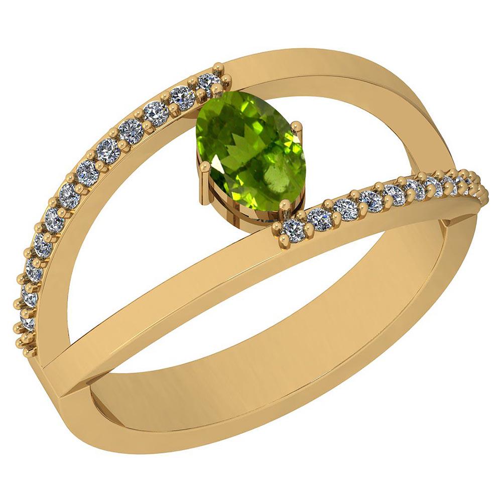 0.64 Ctw Peridot And Diamond I2/I3 10K Yellow Gold Vint: 0.64 Ctw Peridot And Diamond I2/I3 10K Yellow Gold Vintage Style Ring -- Color Stone Weight: 0.50 Ctw 1 PC Oval Center Stone Color: Peridot Center Stone Setting: Prong Side Stone 0.14 Ctw Side Stone C