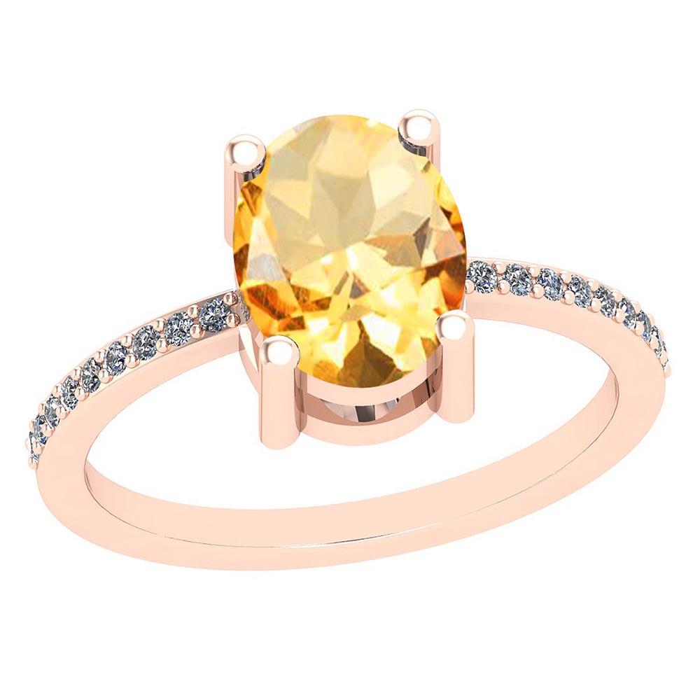2.10 Ctw Citrine And Diamond I2/I310K Rose Gold Vintage: 2.10 Ctw Citrine And Diamond I2/I310K Rose Gold Vintage Style Ring -- Color Stone Weight: 2.00 Ctw 1 PC Oval Center Stone Color: Citrine Center Stone Setting: Prong Side Stone 0.10 Ctw Side Stone Colo