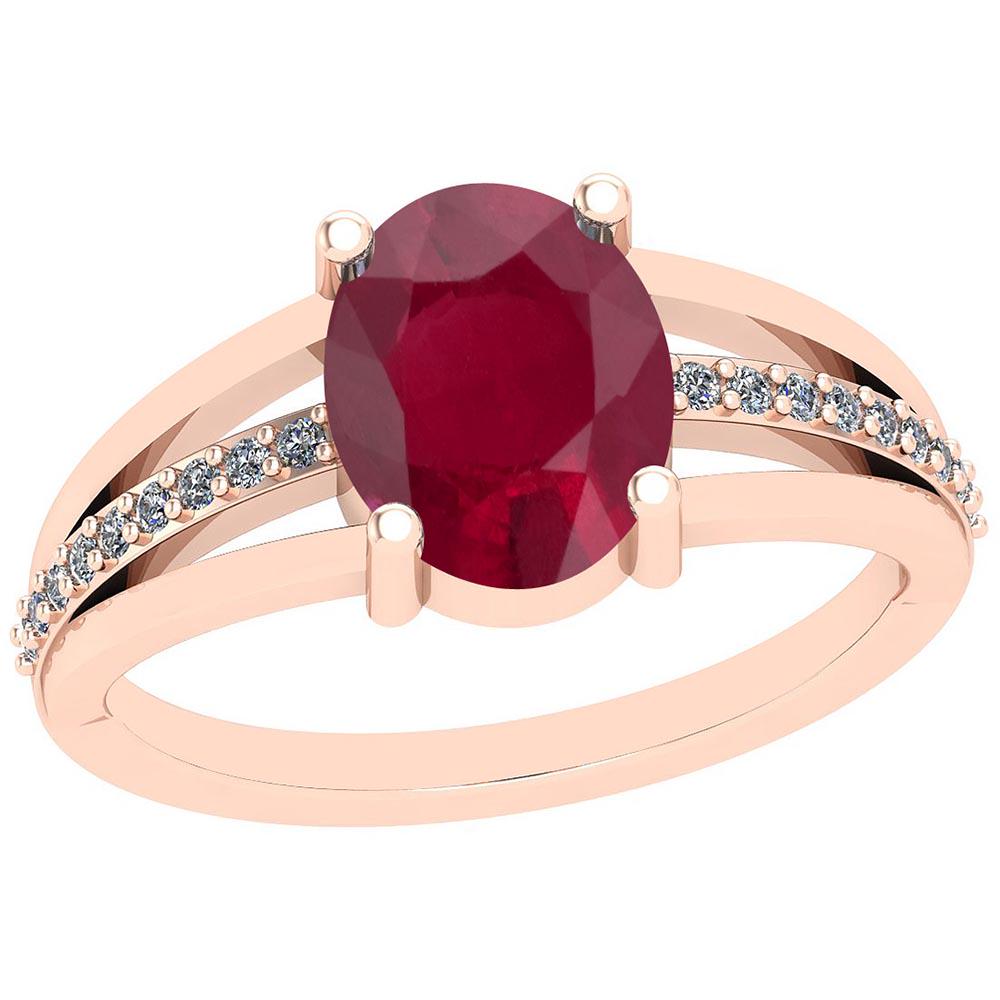 2.61 Ctw Ruby And Diamond I2/I3 10k Rose Gold Vintage S: 2.61 Ctw Ruby And Diamond I2/I3 10k Rose Gold Vintage Style Ring -- Color Stone Weight: 2.50 Ctw 1 PC Oval Center Stone Color: Ruby Center Stone Setting: Prong Side Stone 0.11 Ctw Side Stone Color: J-
